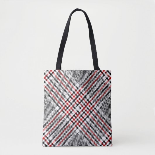 Glen plaid patroon. Zwart, rood, wit, naadloos tee Tote Bag (Voorkant)