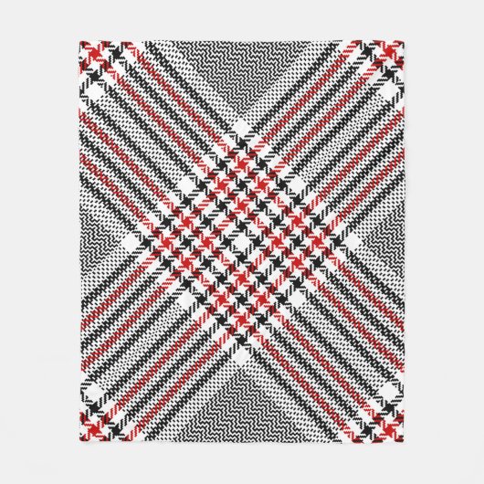 Glen Plaid Rood Zwart Tweed Fleece Deken (Voorkant)