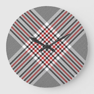 Glen Plaid Rood Zwart Tweed Grote Klok