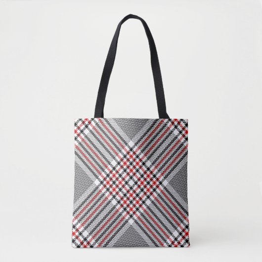 Glen Plaid Rood Zwart Tweed Tote Bag (Voorkant)