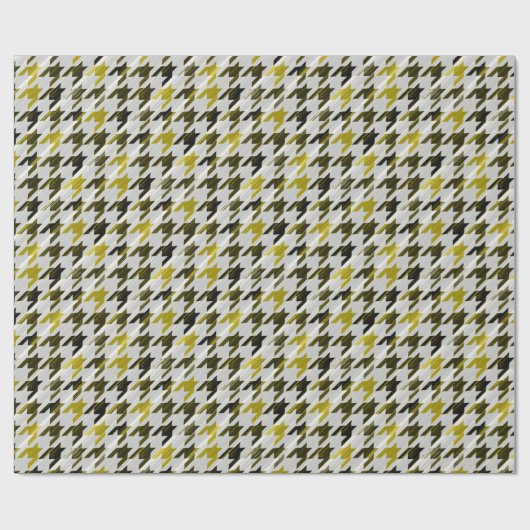 Glen Pset. Zwart en mosterd. Cadeaupapier (Vlak)