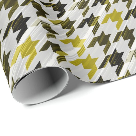 Glen Pset. Zwart en mosterd. Cadeaupapier (Rol Hoek)