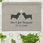 Glen van Imaal Terrier Silhouetten met Hart Theedoek (Gevouwen)