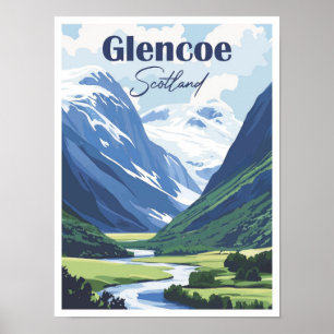 Glencoe Scotland Artwork Travel Place illustratie Poster