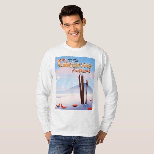 Glencoe Scotland ski poster T-shirt (Voorkant volledig)