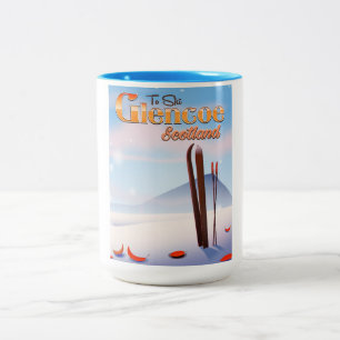 Glencoe Scotland ski poster Tweekleurige Koffiemok