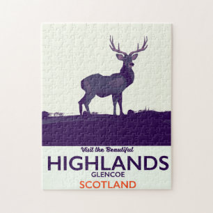 Glencoe, Scottish Highlands vakantie print. Legpuzzel