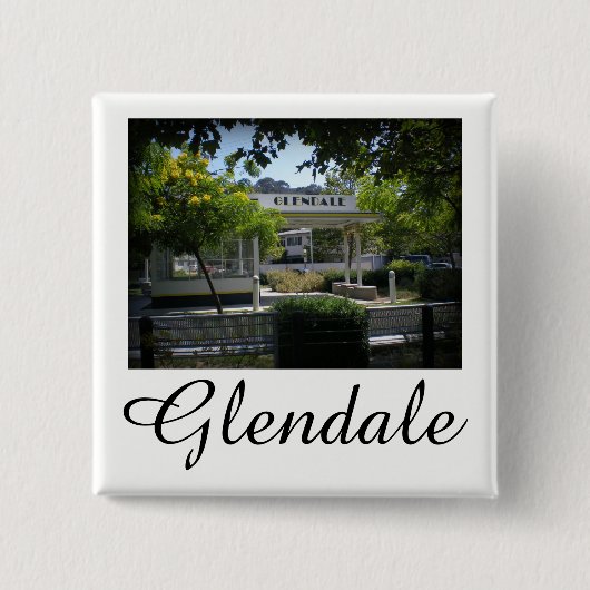 Glendale, California Adams Square Gas Station Vierkante Button 5,1 Cm (Voorkant)