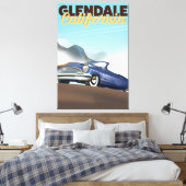 Glendale, Californië reisposter Canvas Afdruk (Insitu (Slaapkamer))