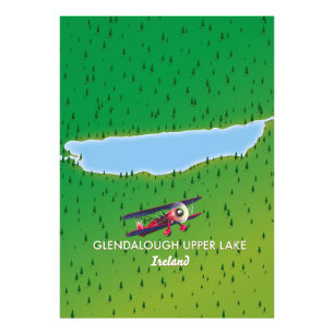 Glendalough Upper Lake Ierland kaart Foto Afdruk