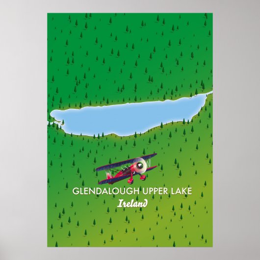 Glendalough Upper Lake Ierland kaart Poster (Voorkant)
