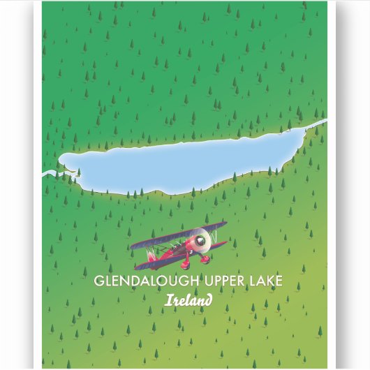 Glendalough Upper Lake Ierland kaart Sticker (Voorkant)