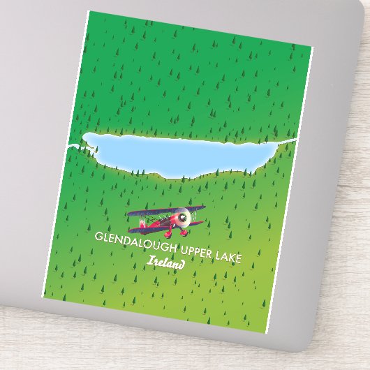 Glendalough Upper Lake Ierland kaart Sticker (Detail)