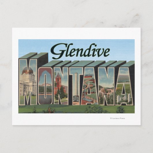 Glendive, Montana - Grote Letter-scènes Briefkaart (Voorkant)