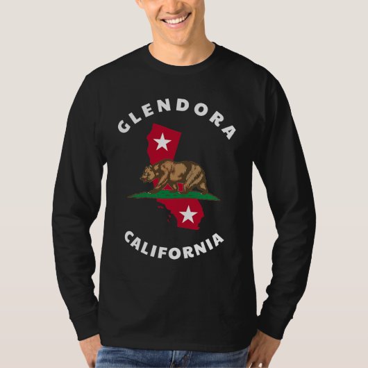 Glendora California CA Flag and Bear Badge Souveni T-shirt (Voorkant)