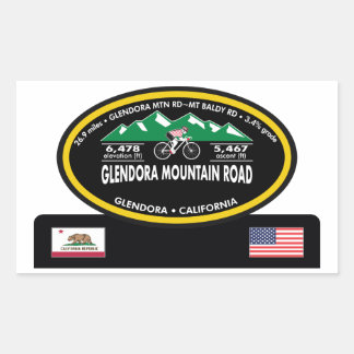 GLENDORA MOUNTAIN ROAD-GLENDORA, CA - "OVALE TROFE RECHTHOEKIGE STICKER