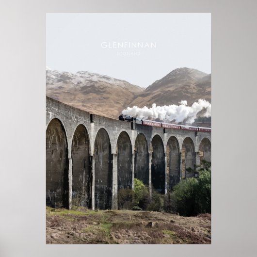 Glenfinnan Viaduct, Scotland Travel Illustration Poster (Voorkant)