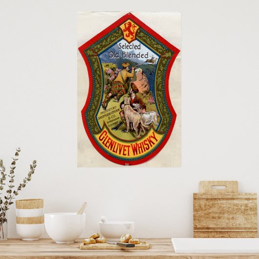 Glenlivet Whisky, etiket 1897 Poster (Keuken)