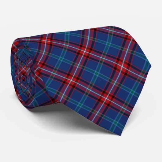 Glenn-Glynn Tartan Royal Blue en Red Pset Stropdas (Opgerold)
