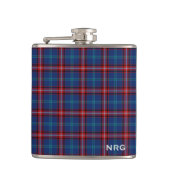 Glenn Tartan Monogram Bright Blue en Red Plaid Heupfles (Voorkant)