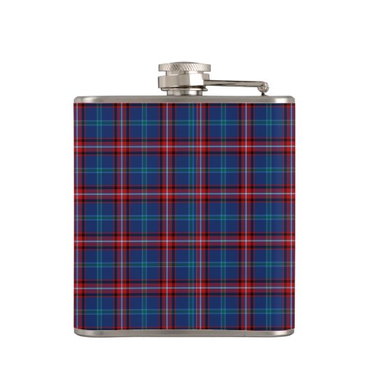 Glenn Tartan Monogram Bright Blue en Red Plaid Heupfles (Achterkant)
