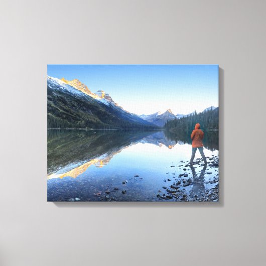 Glenns Lake Sunset - Glacier National Park Canvas Afdruk (Voorkant)