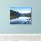Glenns Lake Sunset - Glacier National Park Canvas Afdruk (Insitu (Houten vloer))