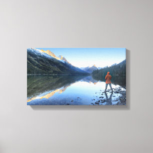 Glenns Lake Sunset - Glacier National Park Canvas Afdruk