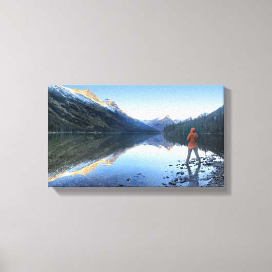 Glenns Lake Sunset - Glacier National Park Canvas Afdruk (Voorkant)
