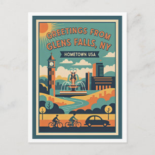 Glens Falls NY Thuis in USA Retro Reizen Briefkaart