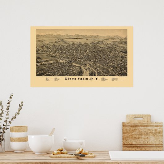 Glens Herfsten, NY Panoramic Map - 1884 Poster (Keuken)