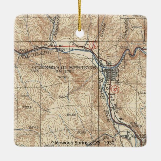 Glenwood Springs CO Map Keramisch Ornament (Achterkant)