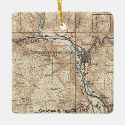 Glenwood Springs CO Map Keramisch Ornament (Voorkant)