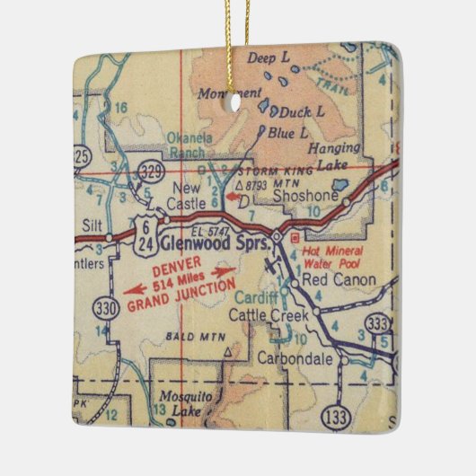 Glenwood Springs CO  Map Keramisch Ornament (Links)