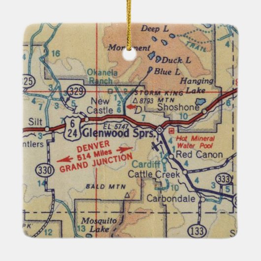 Glenwood Springs CO  Map Keramisch Ornament (Achterkant)