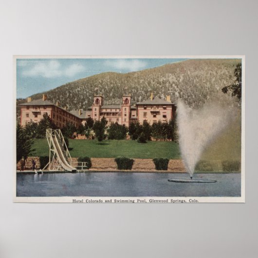 Glenwood Springs, CO - Uitzicht van Hotel CO & Poo Poster (Voorkant)