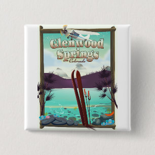 Glenwood Springs Colorado Ski poster. Vierkante Button 5,1 Cm