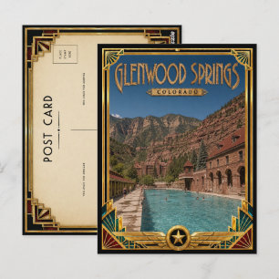 Glenwood Springs Colorado Vintage Art Deco Gouden  Briefkaart