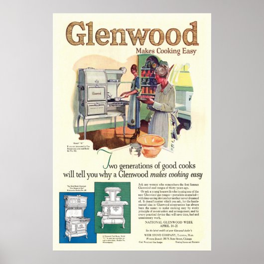  Glenwood Stove Ad uit 1923 Poster (Voorkant)
