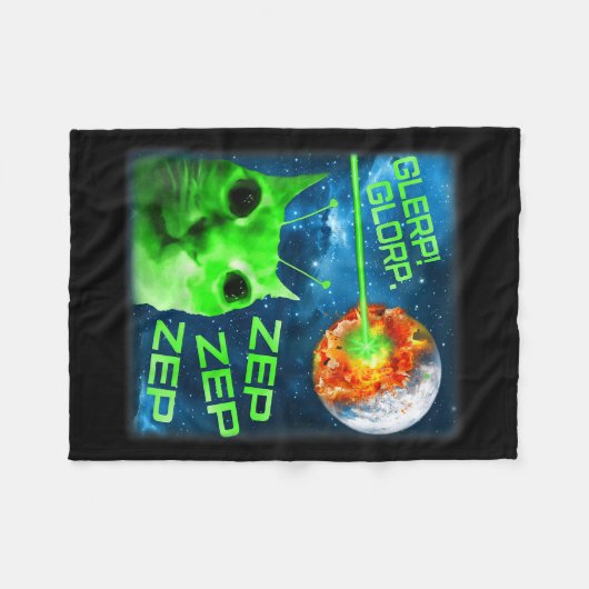 Glerp Glorp Funny Alien Cat Brainrot Meme  Fleece Deken (Voorkant (Horizontaal))