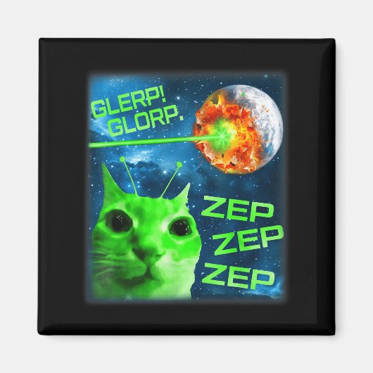 Glerp Glorp Funny Alien Cat Brainrot Meme  Magneet (Voorkant)