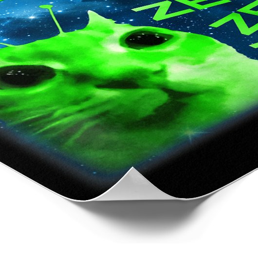 Glerp Glorp Funny Alien Cat Brainrot Meme  Poster (Hoek)
