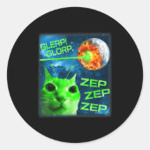 Glerp Glorp Funny Alien Cat Brainrot Meme  Ronde Sticker (Voorkant)