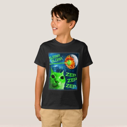 Glerp Glorp Funny Alien Cat Brainrot Meme  T-shirt (Voorkant volledig)