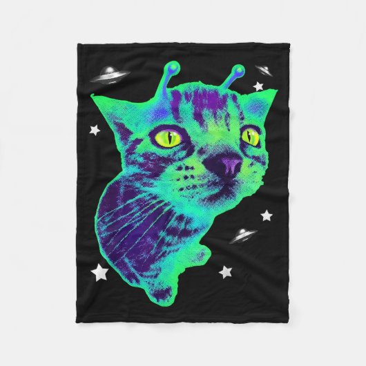 Glerp Glorp Funny Alien Cat Meme Gnarp Cat Silly A Fleece Deken (Voorkant)