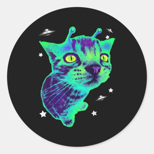 Glerp Glorp Funny Alien Cat Meme Gnarp Cat Silly A Ronde Sticker (Voorkant)