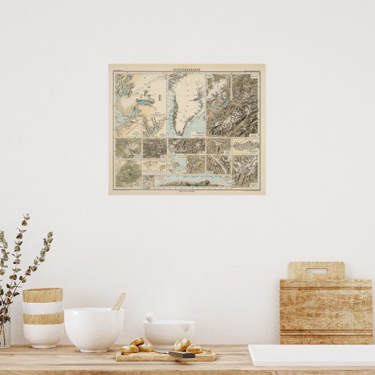 Gletscherkarte - Glacier Atlas Map Poster (Keuken)