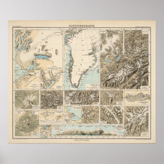 Gletscherkarte - Glacier Atlas Map Poster (Voorkant)