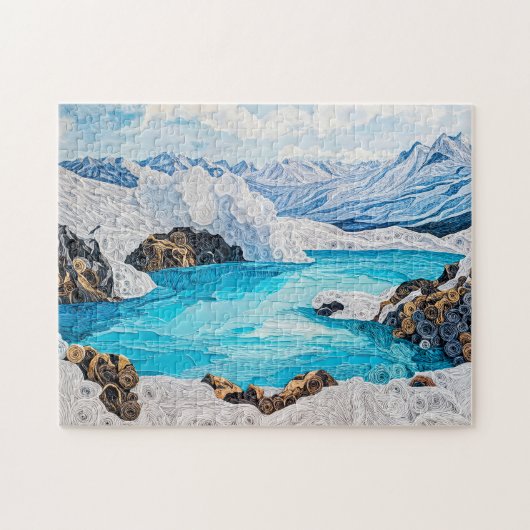 Gletschermeer in Quilling-stijl Legpuzzel (Horizontaal)