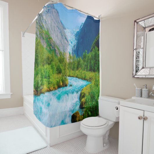 Gletsjer en stroomafwaarts van de vallei douchegordijn (In situ)